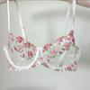 Женский сексуальный кружевной цветочный комплект бюстгальтера Однослойный бюстгальтер на косточках Стринги Бикини Комплект нижнего белья