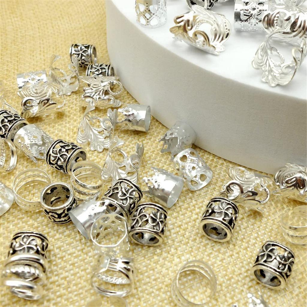 100 Pcs Hair Beads Loose Coil Hair Jewelry For Braid Hair Rings Dreadlock Bead Braid Rings Hair Clip Braid Clip