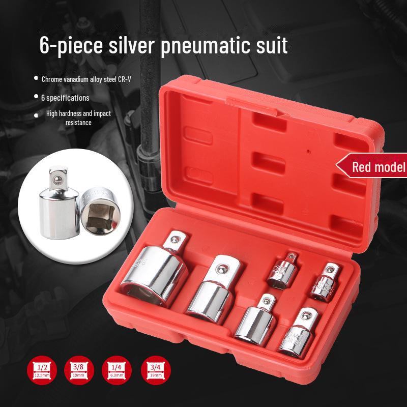 6-Piece CR-V Socket Adapter Set: 1/2" To 3/8" To 1/4" Ratchet Wrench Converters