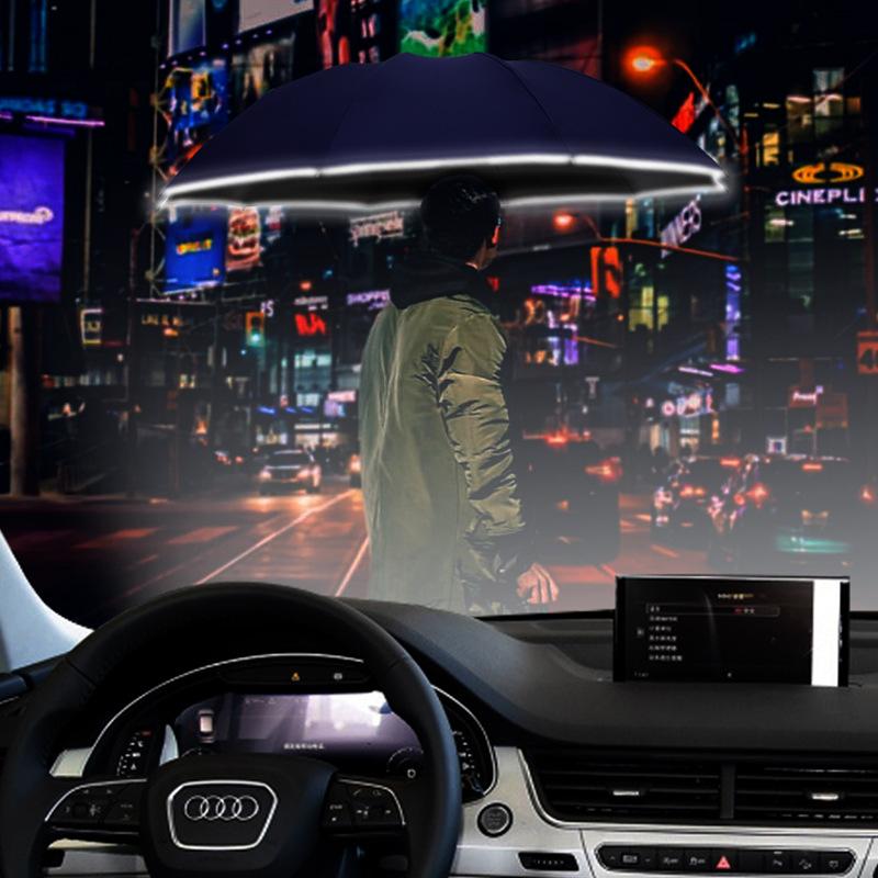 Tri-fold Automatic Car Reverse Umbrella LED Light Umbrella Umbrella Umbrella Fixed