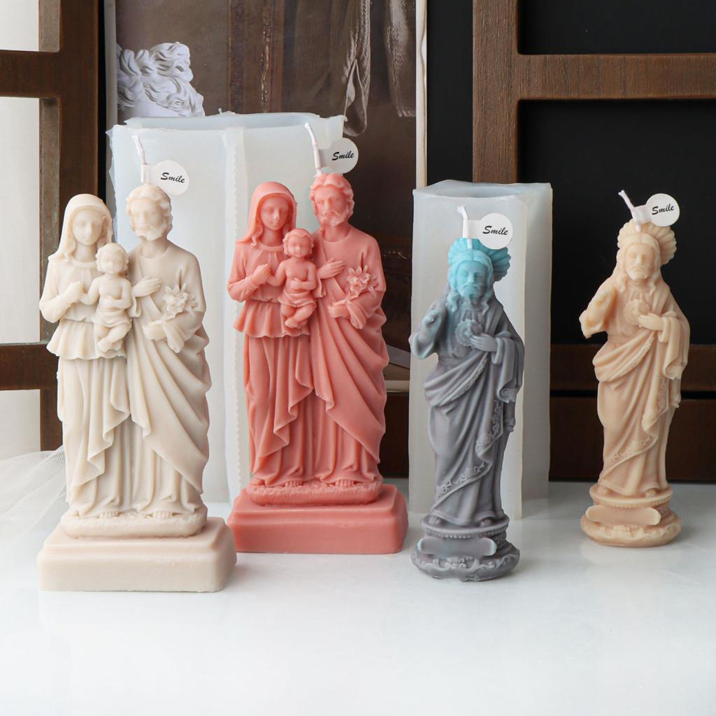 3D Jesuses Silicone Candle Mould for Handmade Soap Gypsum Resin Aromatherapy Candle Silicone Mould Desktop Decorations