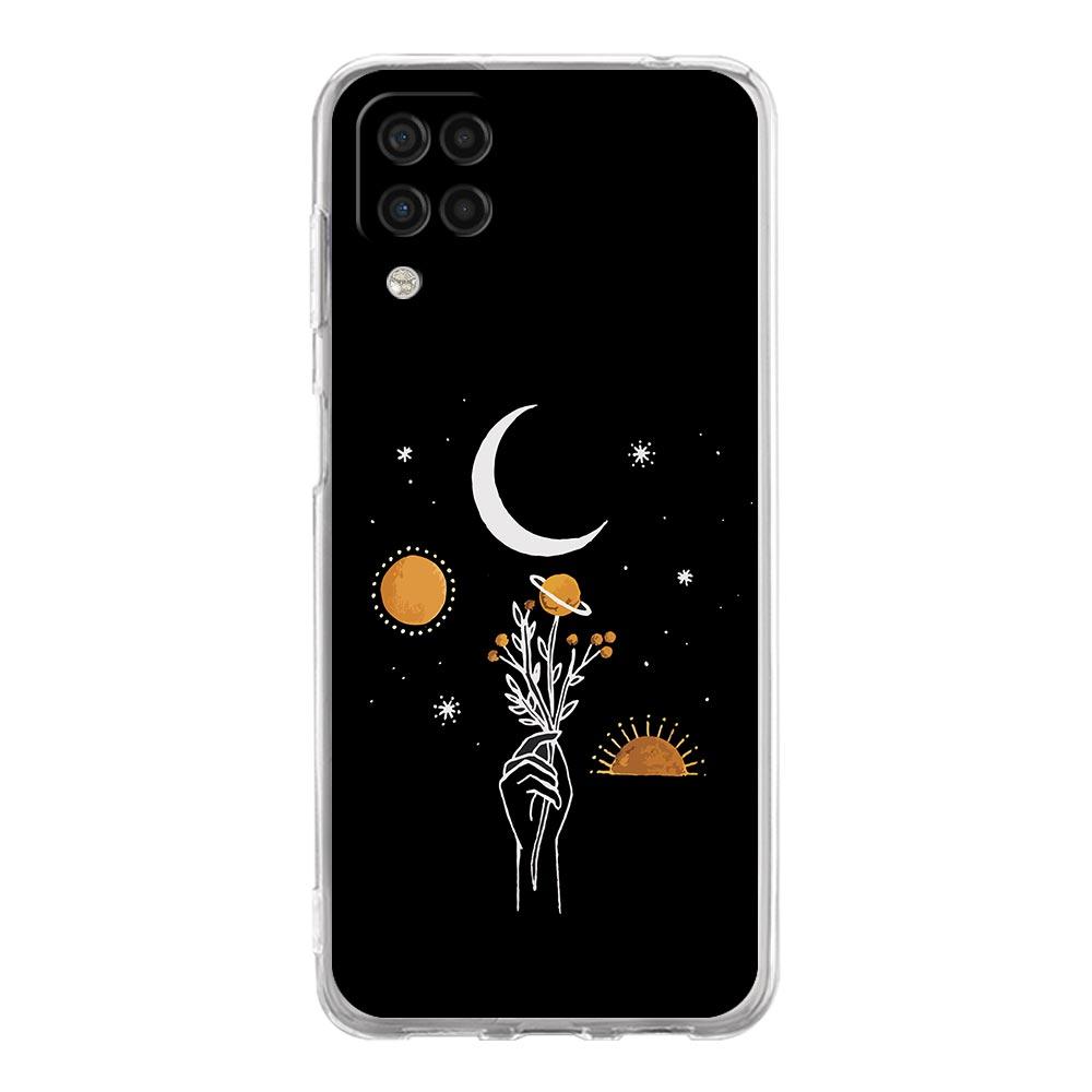 Phone Case for Samsung A13 A15 A25 A51 A71 A21S A11 A31 A52 A41 A23 A53 A73 A32 5G A03S A05s Cover Simplicity Line Art Sun Moon