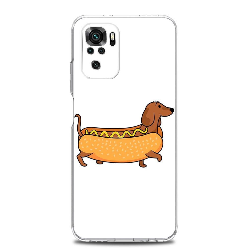 Чехол для телефона Такса Собака-сосиска Для Xiaomi Redmi Note 13 12 5G 9S 9 8 10 11 Pro 4G 9T 13C 12C 10C 9C 9A 7 Прозрачный Силиконовый Чехол
