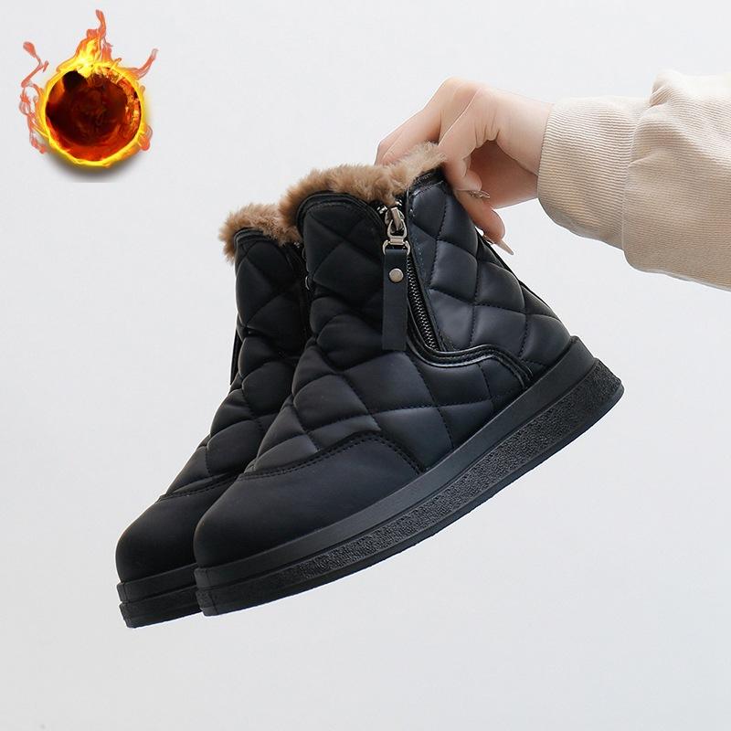 Женские зимние ботинки на толстой платформе, зимние теплые ботинки с подкладкой из искусственного меха и молнией, повседневные удобные нескользящие короткие ботинки, обувь для женщин