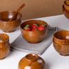 Natural Jujube Wood Noodle Bowl Handmade Round Soup Salad Bowl Food-Safe Oil Finish Handcrafted Rice Mug for Tea Coffee