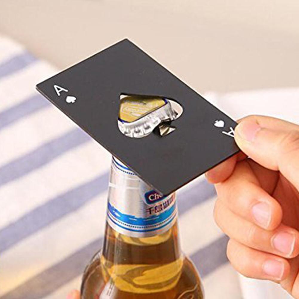 Poker Card Shaped Bottle Opener Stainless Steel Beer Wine Soda Opener Bar Kitchen Tool