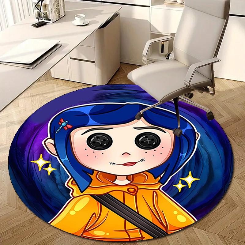 1pc Coraline Design Printed Area Round Carpet for Bedroom Living Room Home Decor Rugs Mat Non Slip Mat Rug for Bedside