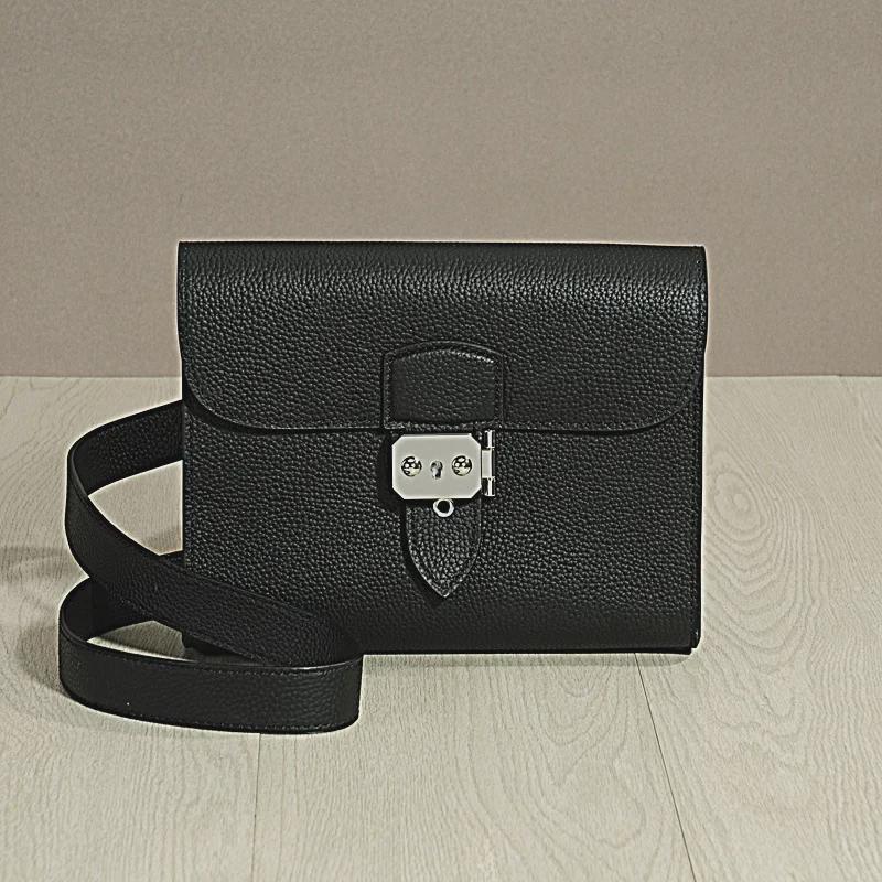 Сумка-клатч из натуральной кожи в корейском стиле - большая вместимость, воловья кожа, двойное назначение