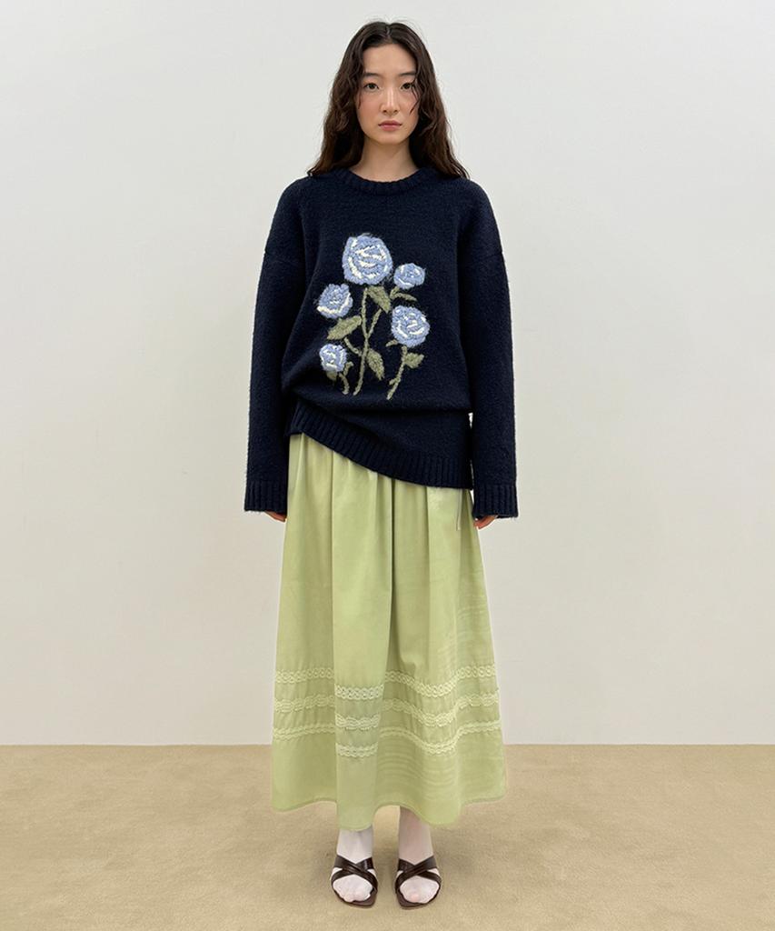 SINOON Rose Garden Pullover Knit (Navy)