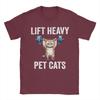 Lift Heavy Pet Cats Cotton TShirt For Unisex Beach  Y2K Retro T Shirts Crew Neck Hipster Tees Oversized Casual Clothes