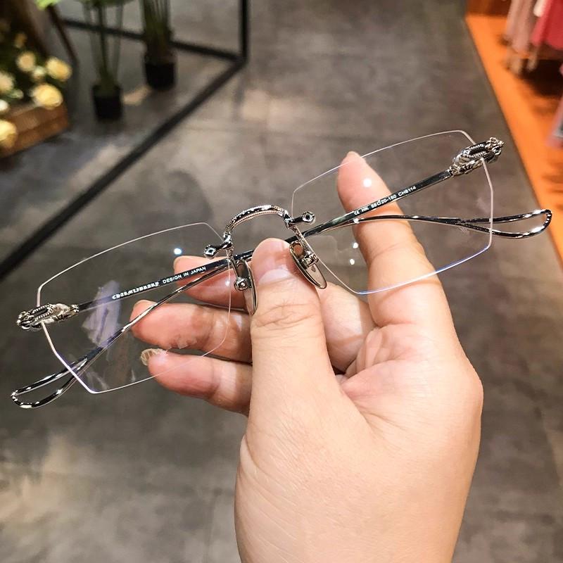 Сверхлегкие без оправы фотохромные очки с защитой от синего света, модные, готовые к установке линз по рецепту, в стиле Xiaohongshu, для мужчин и женщин