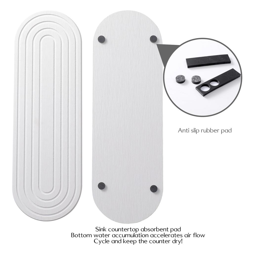 Набор из 2 предметов: поднос для раковины из диатомовой земли, эффективная влагопоглощающая и быстросохнущая подставка для кухни и ванной