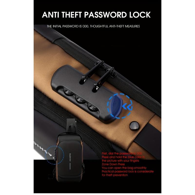 Элегантная мужская сумка через плечо из искусственной кожи с защитой от кражи — зарядка через USB, стильный принт и застежка-молния