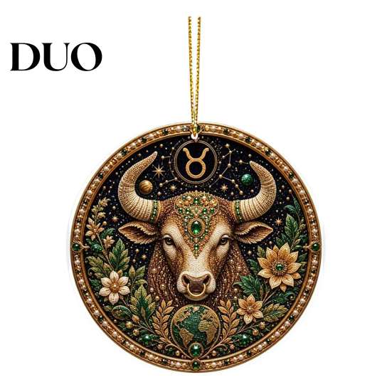 Acrylic Constellation Pendants 2D Flat Pearl Painting Ornament, Double Sided Zodiac Theme Hanging Gem Memorial Souvenir Craft Art Craft, Rhinestone