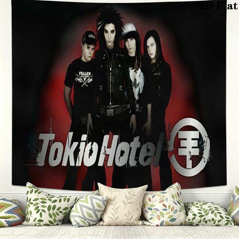 Настенный гобелен Tokio Hotel Эстетичный настенный подвес Печатная ткань Одеяло Декоративные гобелены для спальни гостиной Домашний декор