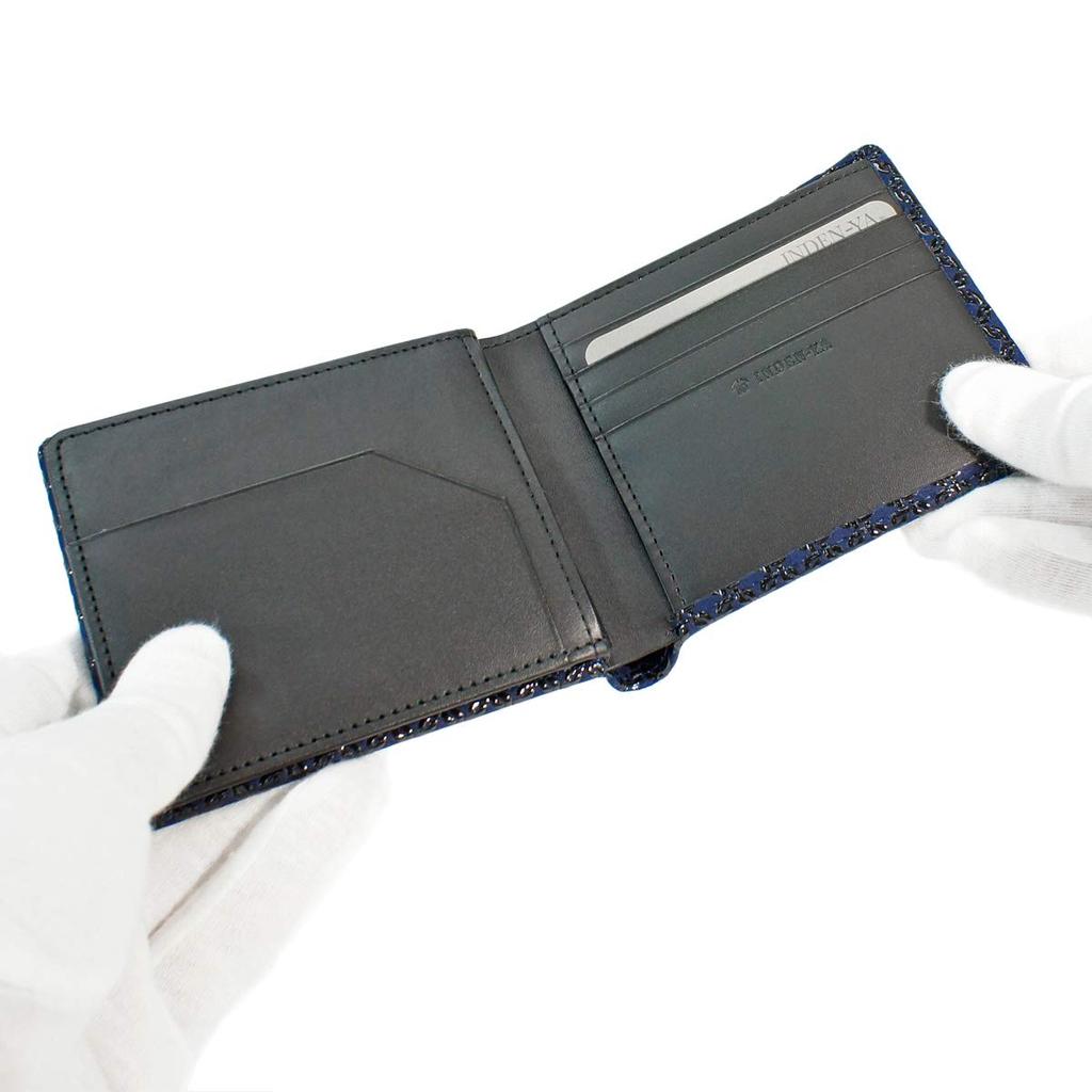 Inden отделение для купюр без монет темно-синий x черный цепочка с маленьким кольцом [Indenya] складной кошелек, F, кошелек, замша, лак, 2009-04-177