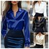 Точечный 2025 Новая осенняя мода Повседневная атласная рубашка с V-образным вырезом и длинными рукавами Рубашка