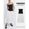 Za2025 Spring New Women's Clothing Waist-Tight Slim Fit Tube Top Patchwork Cold-Shoulder Straight Collar Midi Skirt Dress 4661309