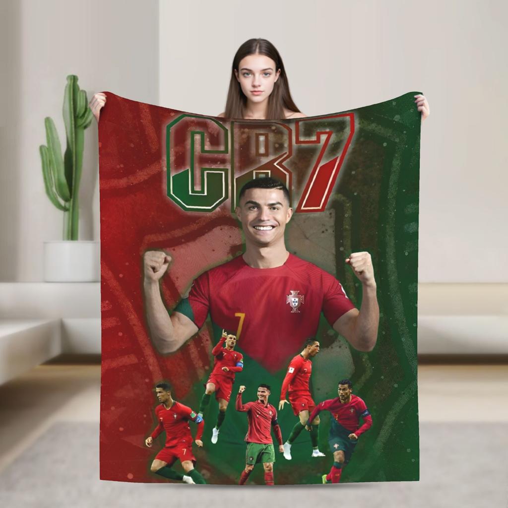 Football Legend CR7 Plush Blanket Vintage Throw Blanket for Home 125*100cm Bedspread