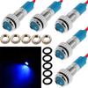 5pcs 6mm 1/4" LED Metal Indicator Light Waterproof Signal Lamp Pilot Dash Directional Car Truck Boat Wire (Blue)