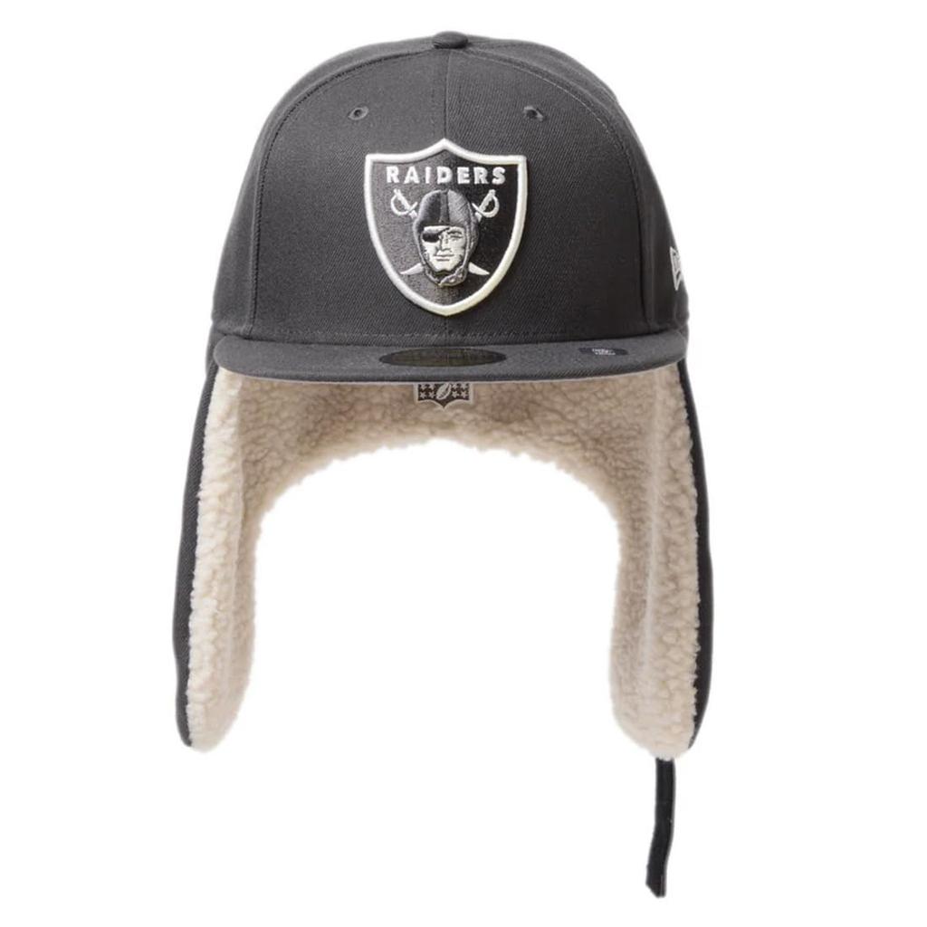 Era 59FIFTY Dog Ear Las Vegas Raiders Dark Pewter Cap Hat Unisex Flap Muff (JP Numeric Size 58.7 cm