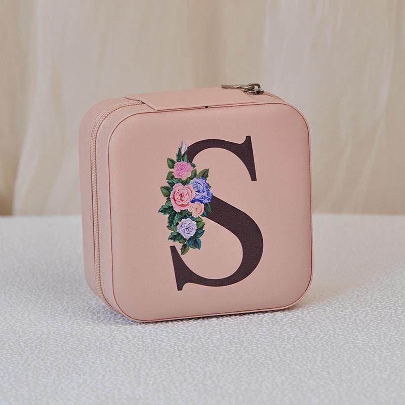 1PC Jewelry Boxes for Wedding Party Black Alphabet Personalized Pink Gift Box Jewellery Holder Jewelry Organizer Case