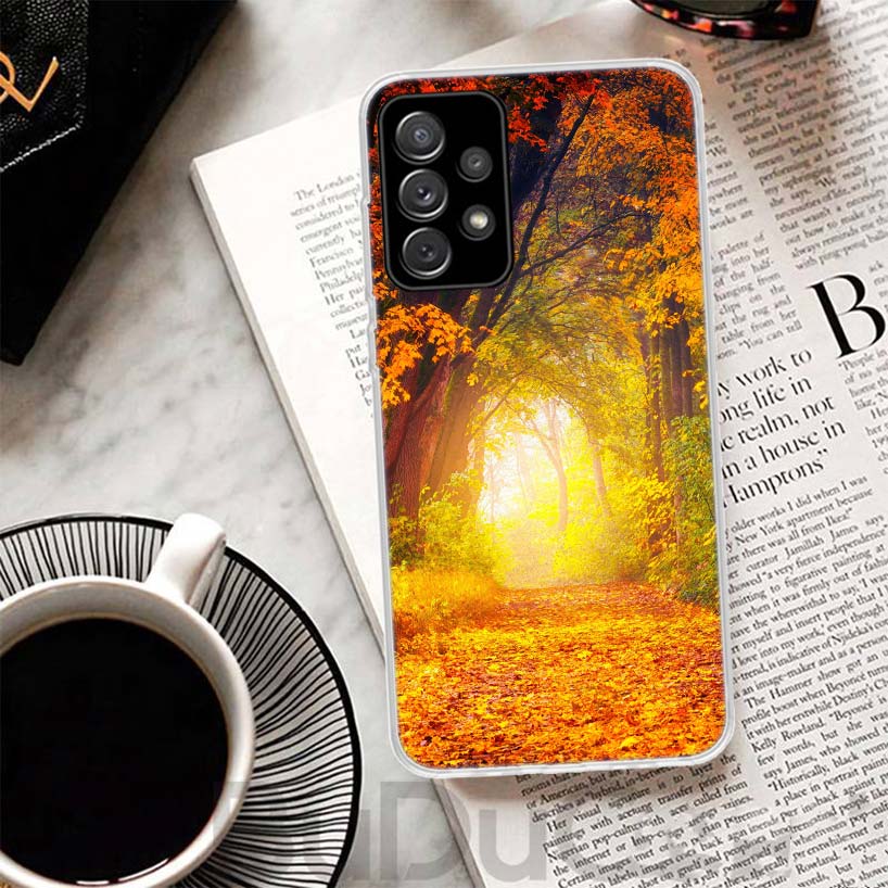 Листья Клен Осень Осенний Чехол для Телефона Для Samsung Galaxy A15 A14 A54 A13 A53 A12 A52S A55 A22 A23 A24 A32 A33 A34 A25 A35 A03S A04