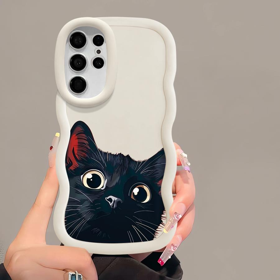 Чехол с милым рисунком кошки для Samsung Galaxy S23 Plus A25 S24 S22 Ultra S21 A26 S25 S20 FE Мягкий чехол для телефона A35 A55 A36 A54 A24 A34
