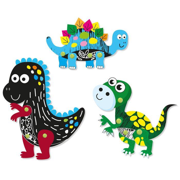 Kit Dinosaures à gratter avec éléments mobiles 3 pièces