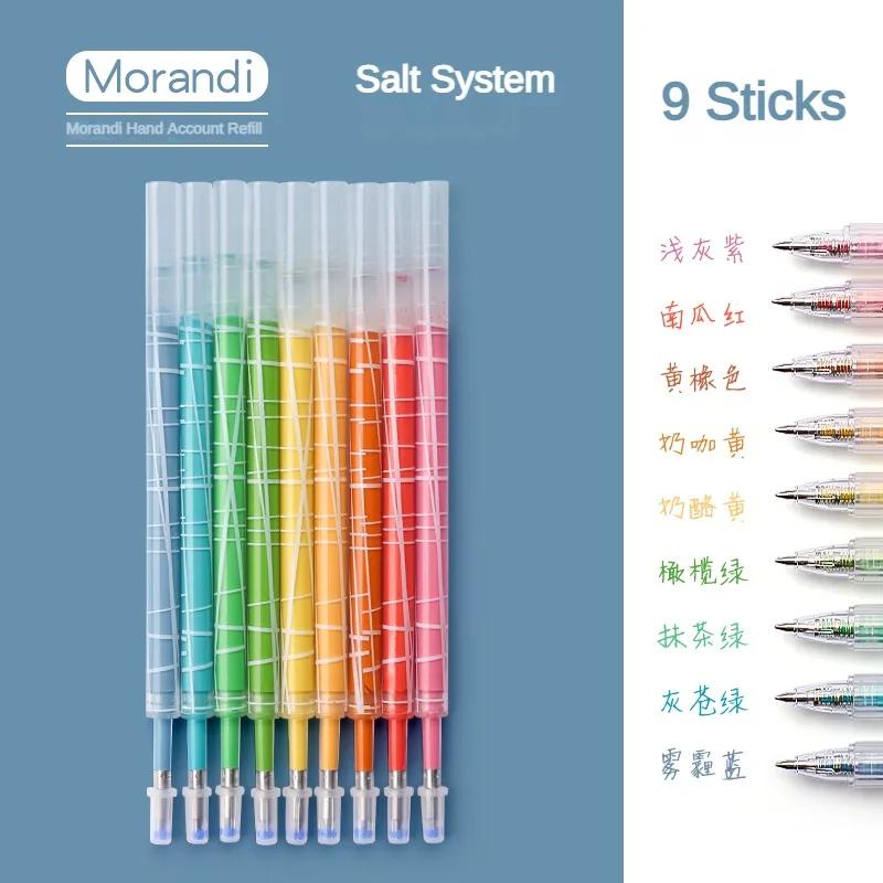 9/36 Color Morandi Gel Pen Set Press Type Color Ballpoint Pen 0.5mm Note-taking Hand Account Stationery Office School Supplies