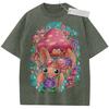 Unisex Washed Pink Vintage T  Shirt Fairy  Tale Mushroom Crab High  Quality Fabric for Home Leisure Travel Shopping