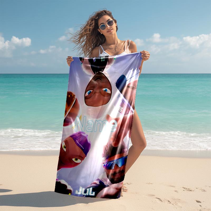 Personalized customized proof beach towel with Jul rapper pattern - soft, absorbent,quick-drying,perfect swimming,camping&bathing