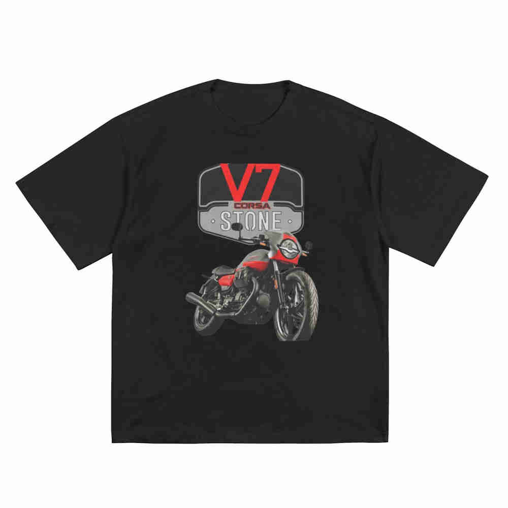 V7 Motorcycle Logo Red White Short Sleeve Tee 100 Cotton TShirt