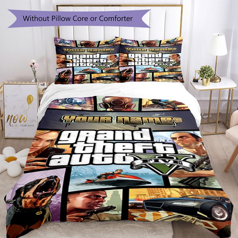 Gta Personalized Name Custom Bedding Perfect for Study room Breathable Duvet Cover Bedroom Decor Best for Christmas