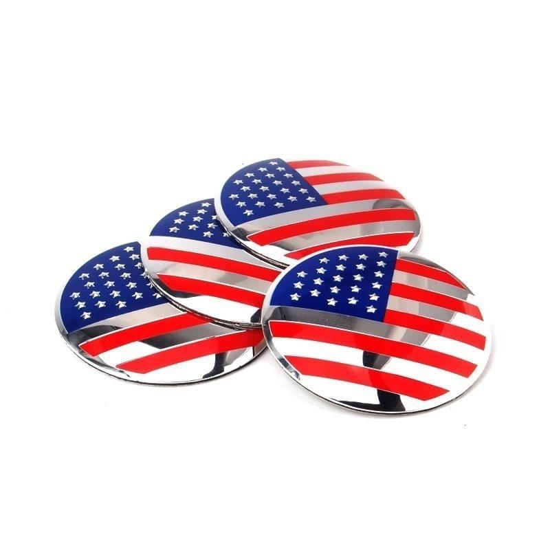 4 шт./лот 56,5 мм флаг США, автомобильная эмблема, центральная крышка ступицы колеса, наклейка, значок на колесо из алюминиевого сплава, наклейки