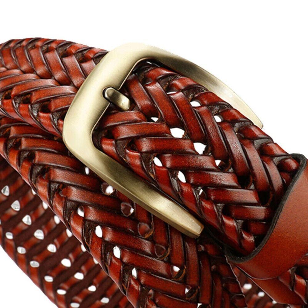 Leather Gold Pin Buckle Trousers Vintage Belts Waistband Jeans Strap Braided Belt