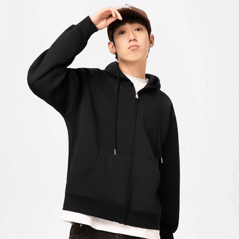 MINISO Men's Loose Fit Hooded Cardigan Sweatshirt
