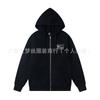 Unisex Hooded Fleece Sweatshirt With Back Letter Print Long Sleeve Zip-Up Casual Top Teens Adults