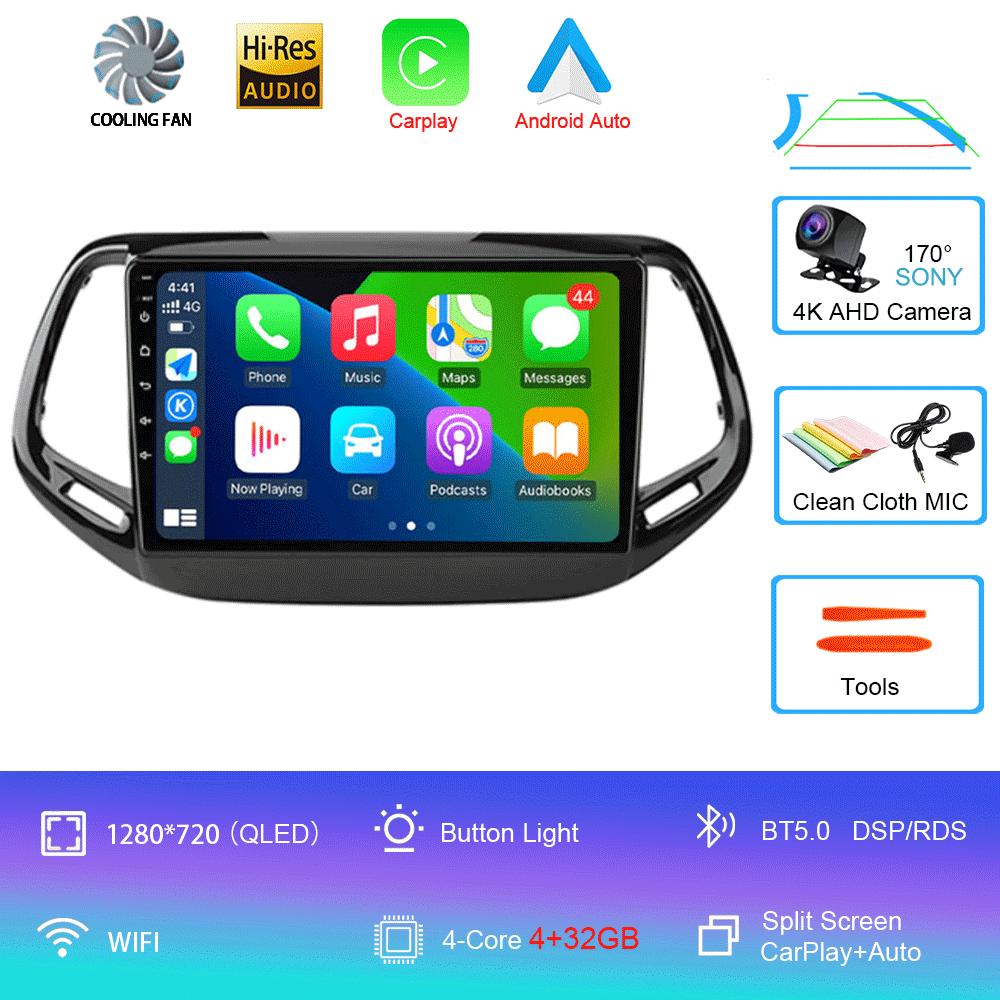 Android 14 Carplay Auto WIFI+4G Для Jeep Compass 2017 2018 2019 Автомагнитола GPS Стерео Мультимедийный Видеоплеер 2din Головное Устройство DSP