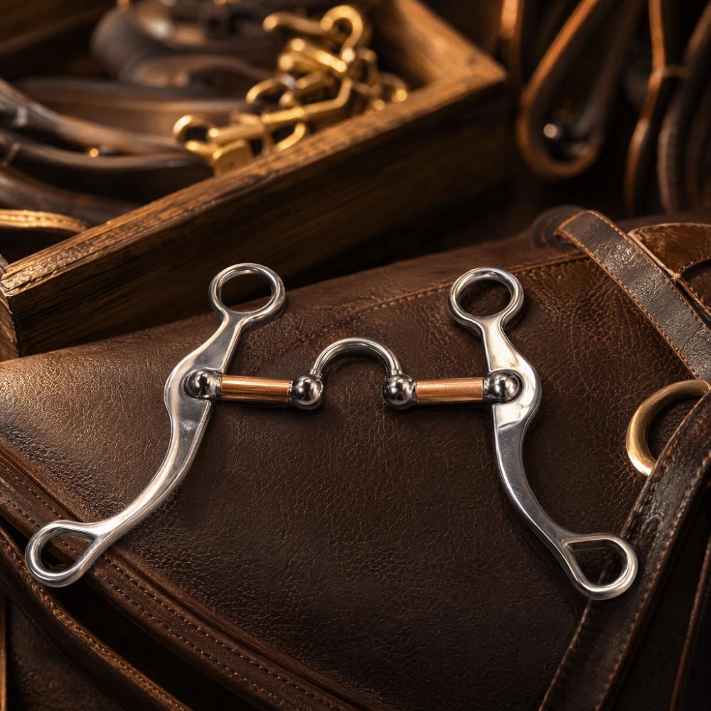 Rose Gold Plated Horse Snaffle Bit Stainless Steel Equestrian Equipment Artificial Horse Farms