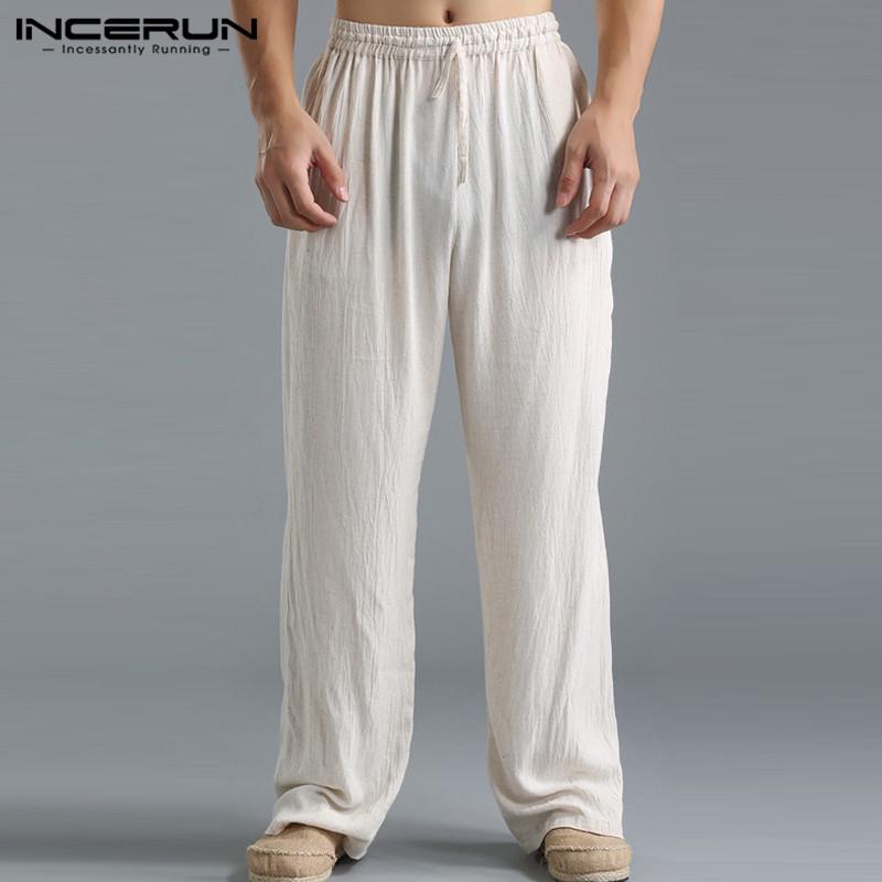 Летние мужские свободные брюки Plus Size из льна. 4 цвета
