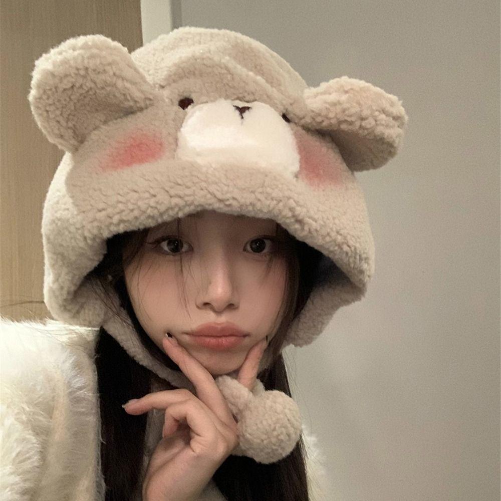 Fashion Cute Bear Ears Warm Windproof Cap Lamb Hair Cap Winter Hat Beanies