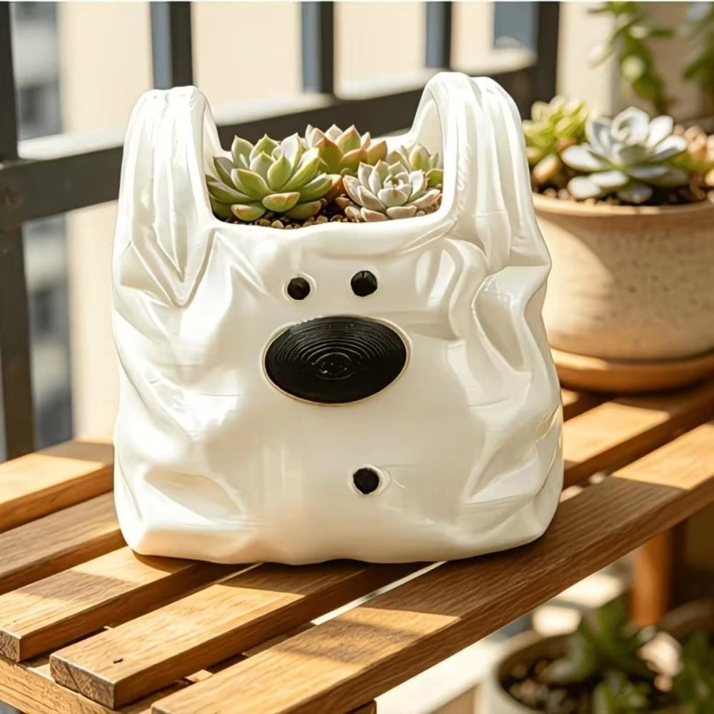 Handbag Style Ceramic Storage Box Puppy Shaped Desktop Pen Holder Desktop Organizer
