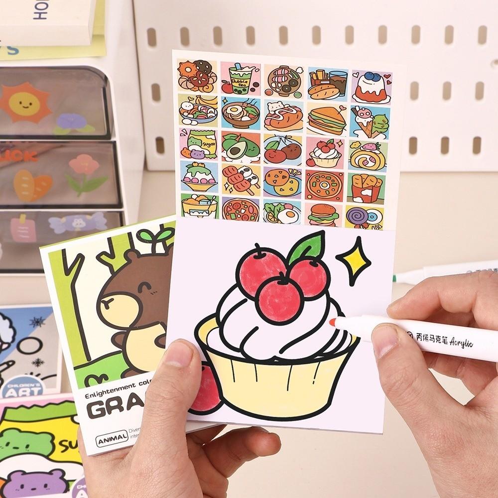 Портативная мультяшная раскраска 25 листов альбом для рисования книги-раскраски для граффити креативное обучение