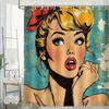 Женщина в стиле Поп-арт Шторка для душа Комиксный Стиль Винтажный Pin-Up Дизайн Водонепроницаемый Декор для Ванной Комнаты Ретро Мода Домашний Текстиль Заявление