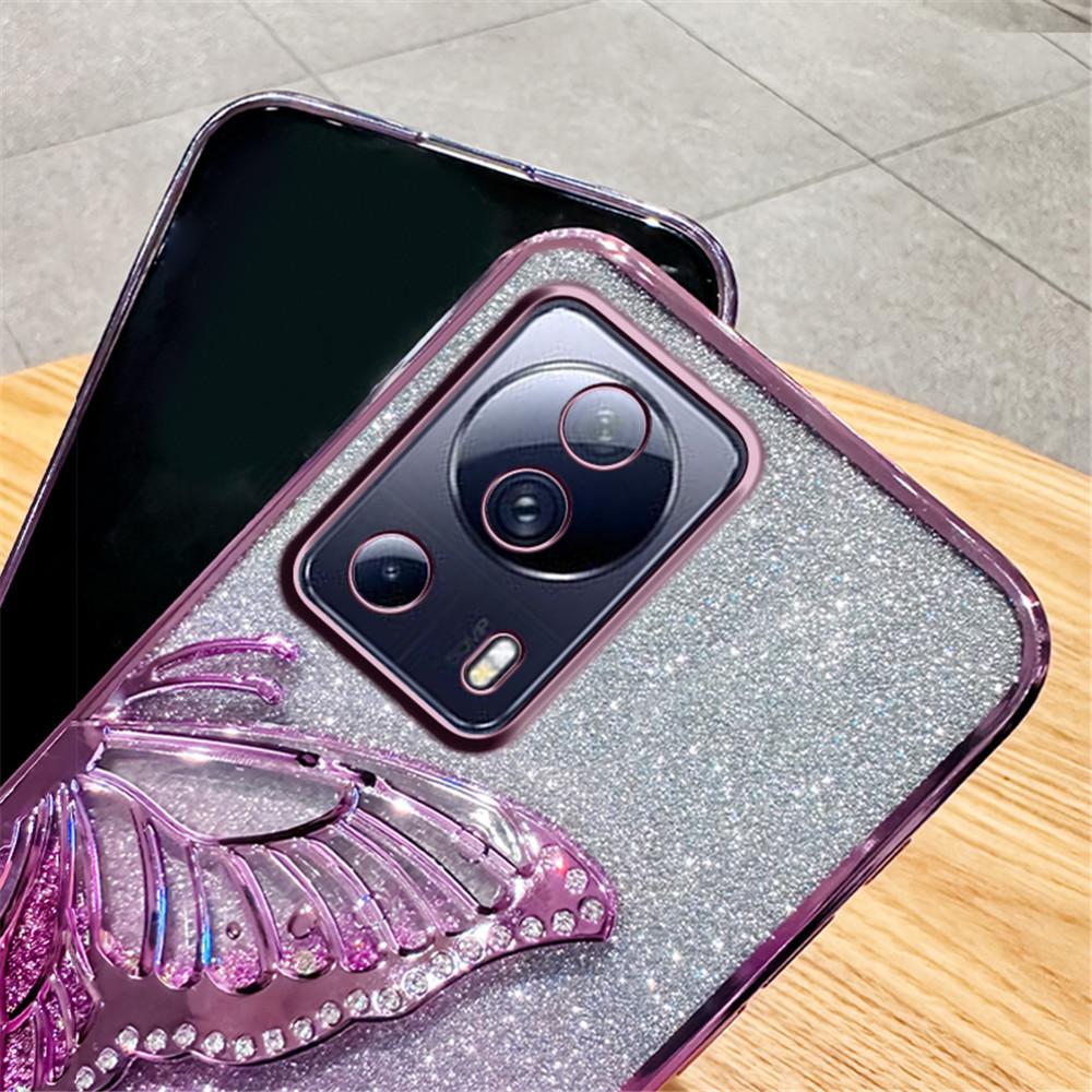 Градиентный чехол-книжка с бабочками и зыбучим песком для телефона Xiaomi Mi 13T Pro 13 11 Lite 11T 12T POCO X6 X3 M6 Pro C65 C55 C40 Мягкая накладка