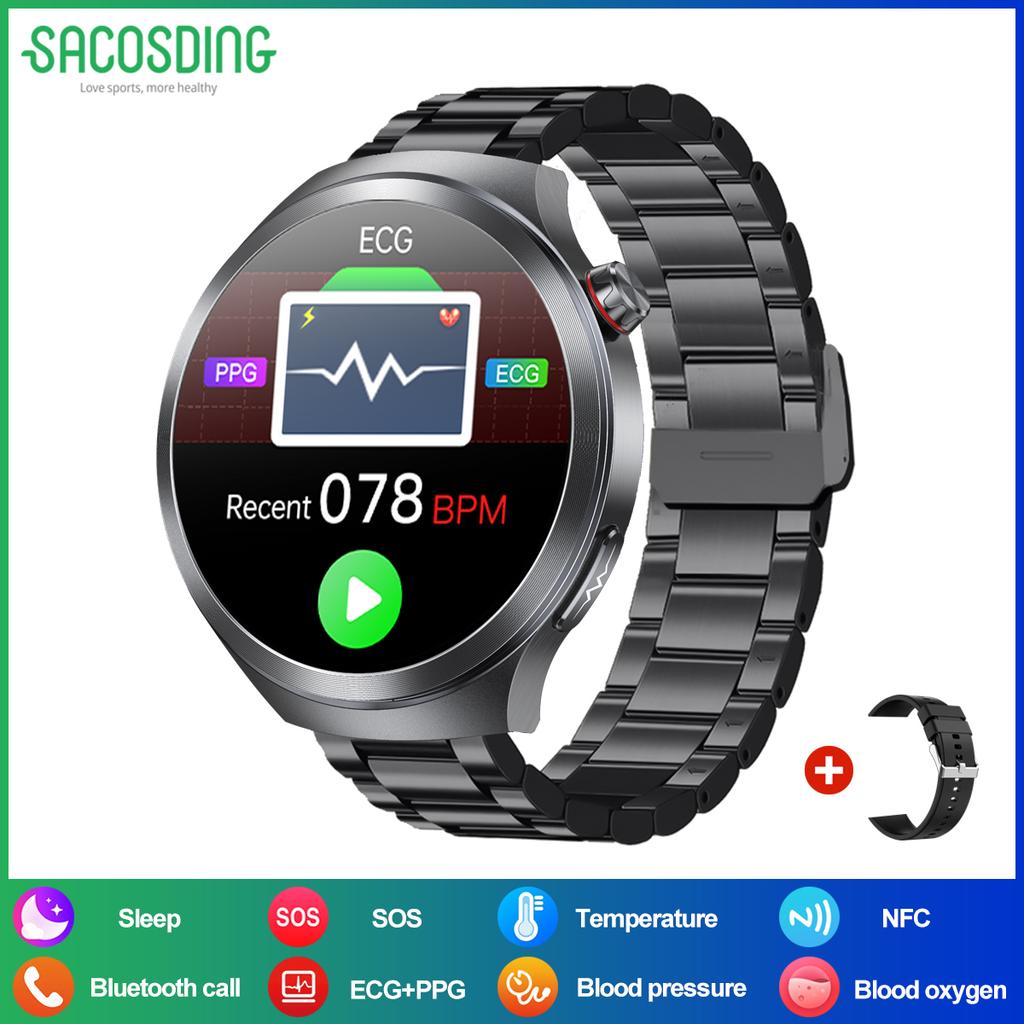 SACOSDING 2025 New AI Diagnosis ECG+PPG Smart Watch Blood Pressure Body Temperature Men Bluetooth Call Health Smartwatch