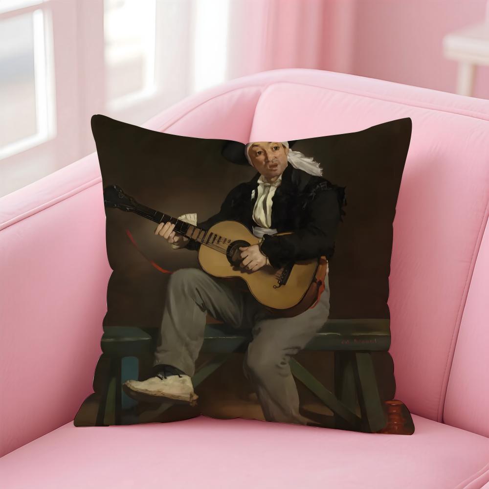 impressionism EEdouard Manet Cushion Cover Pillow Case Ultra Soft Skin Friendly Fabric Cloud Like Comfort Concealed Zipper