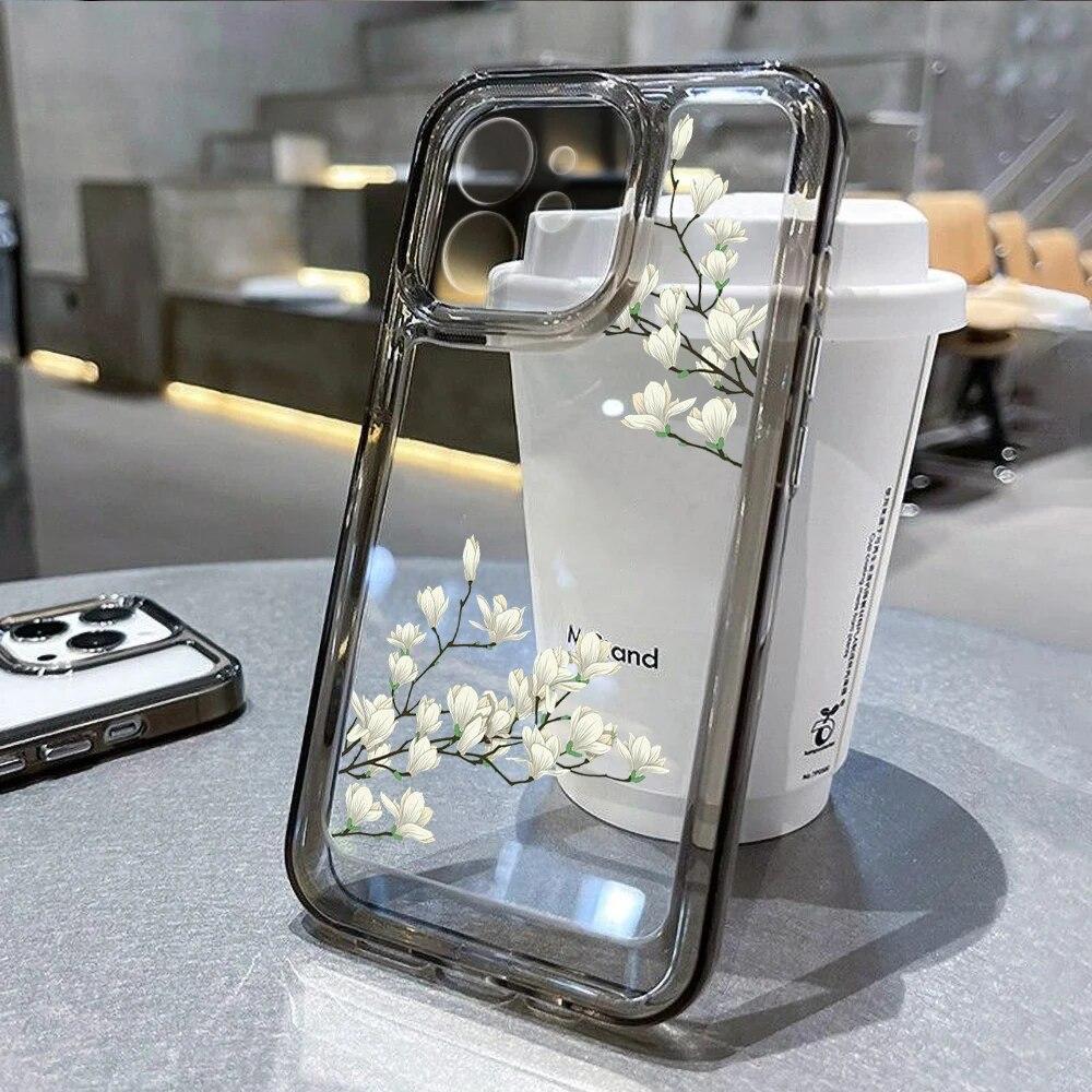 Flower Case For iPhone 11 Case iPhone 13 14 Pro Max 12 Pro XS Max 14 8 Plus XR SE Clear Shockproof Cover For iPhone 13 Pro Max