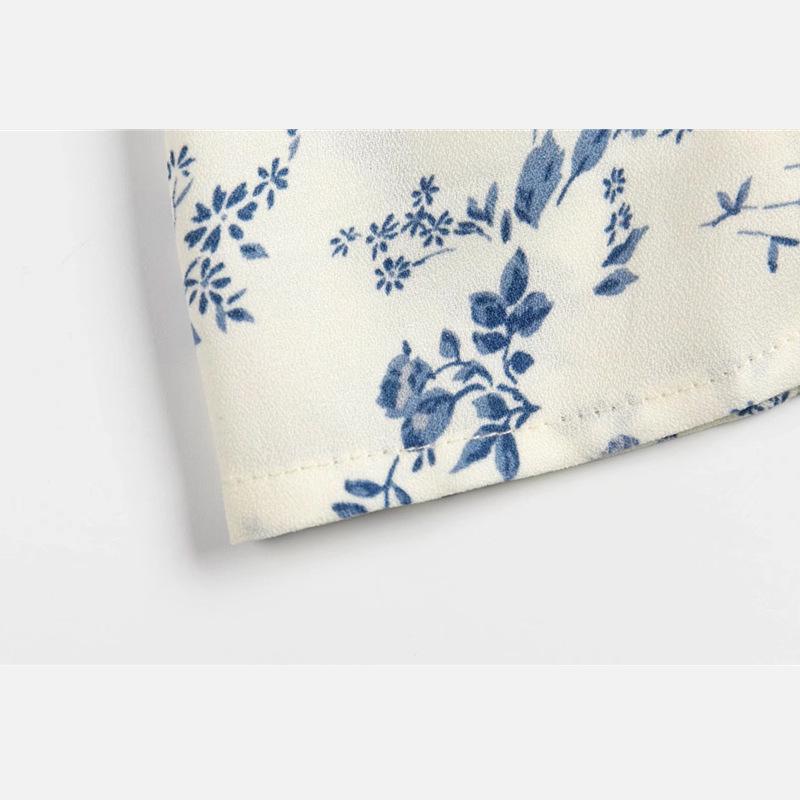 YPFF Summer French-Style Petite High Waist Floral Camisole Dress with Tie Shoulders